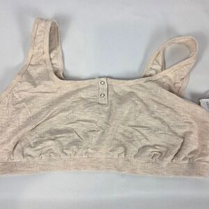 Auden XXL Ribbed Unlined Scoop Neck Bralette Nude Snap Front Lounge Bra NEW